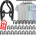24 Pcs Travel Hangers - Portable Folding Clothes Hangers Travel Accessories Foldable Clothes Drying Rack for Trave (Black)